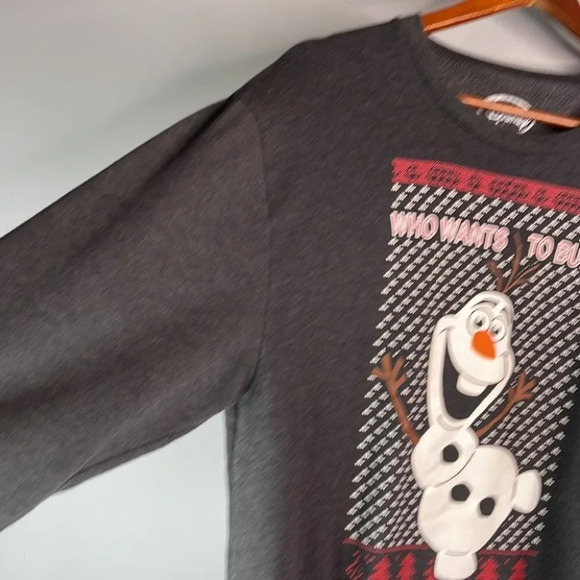 DISNEY Mens Frozen Olof Snowman Graphic Crewneck Long Sleeve Sweatshirt Grey M - Picture 6 of 10